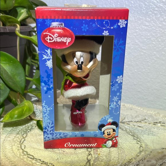 Disney Other - Disney Minnie Mouse Red and White Blown Glass Holiday Ornament